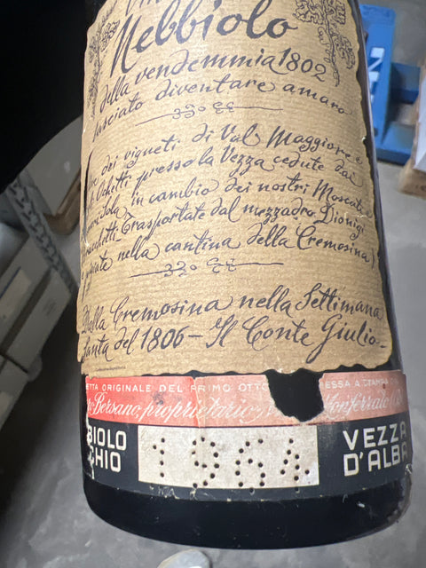 Vino Vecchio Nebbiolo della vendemmia 1982