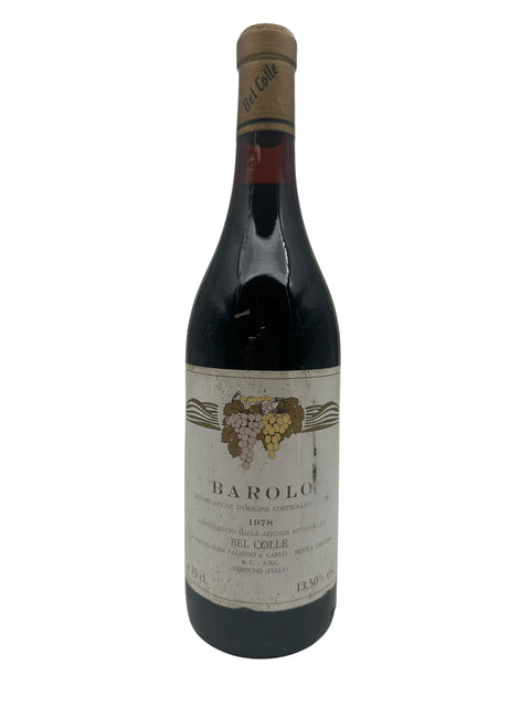 Flaske af Barolo Bel Colle 1978 med klassisk etiket