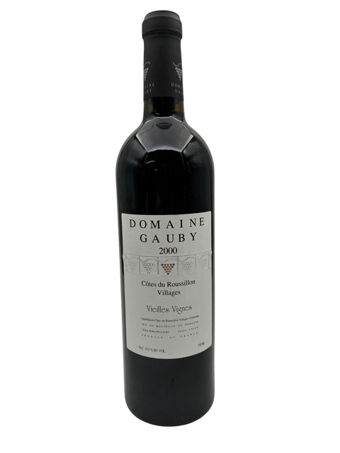 Flaske Vieilles Vignes Domaine Gauby 2000 rødvin fra Côtes du Roussillon Villages