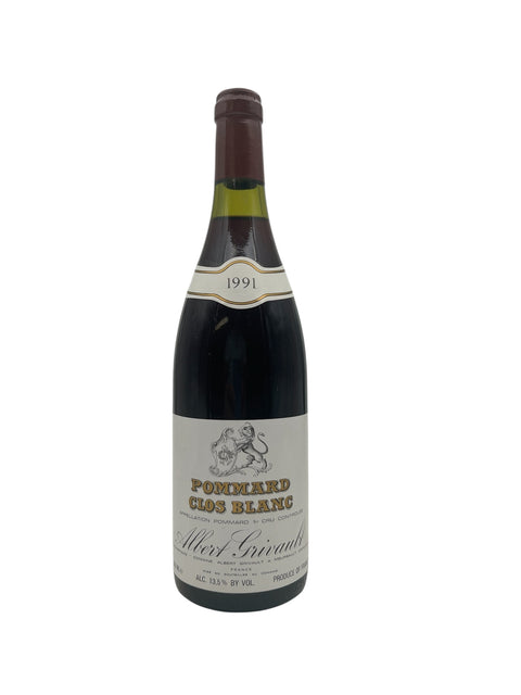 Flaske af Pommard Clos Blanc fra Albert Grivault 1991