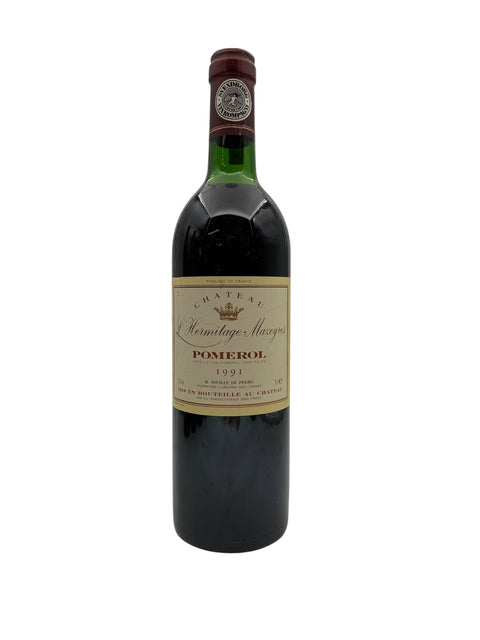 Flaske af L'Hermitage Mazeris Pomerol 1991 rødvin