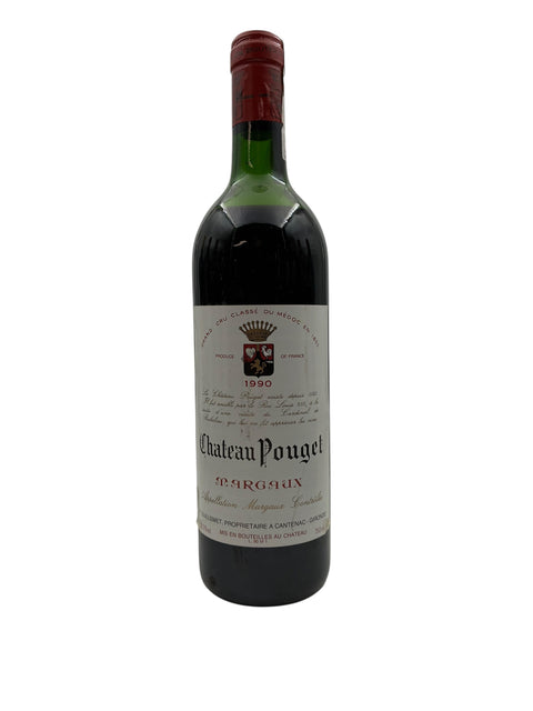 Flaske af Chateau Pouget 1990 rødvin fra Margaux