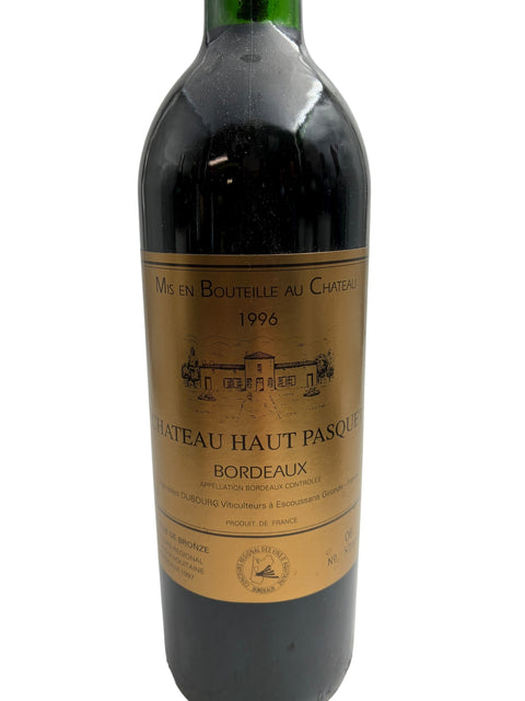 Flaske Chateau Haut Pasquet Bordeaux 1996