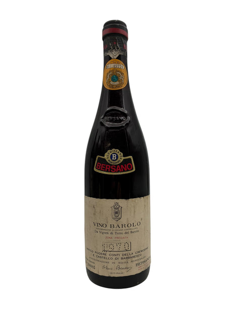 Flaske af Barolo Bersano 1964 med original etiket