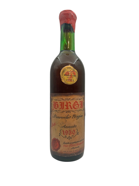Bottle of Stravecchio Vergine Birgi 1930 dessert wine