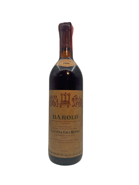 Bottle of Barolo Cantina Gigi Rosso 1980, Italian red wine