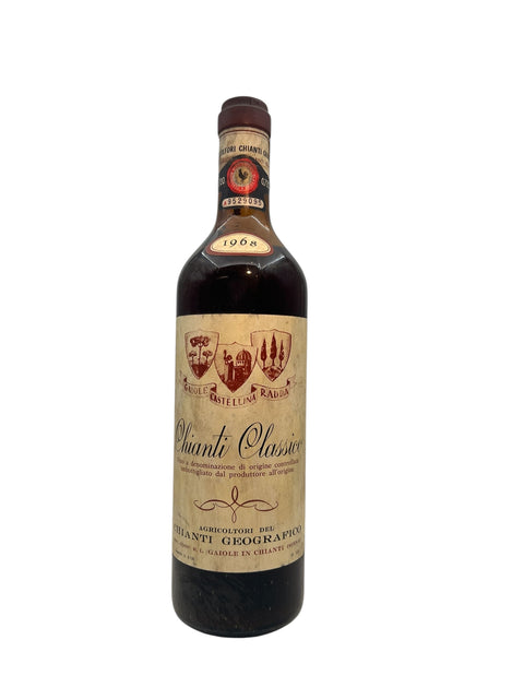 Flaska Chianti Classico från Agricolotori del Chianti Geografico 1968