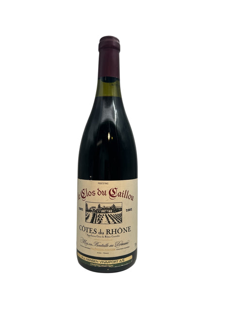 Flaska Côtes du Rhône Clos du Caillou 2002 rött vin