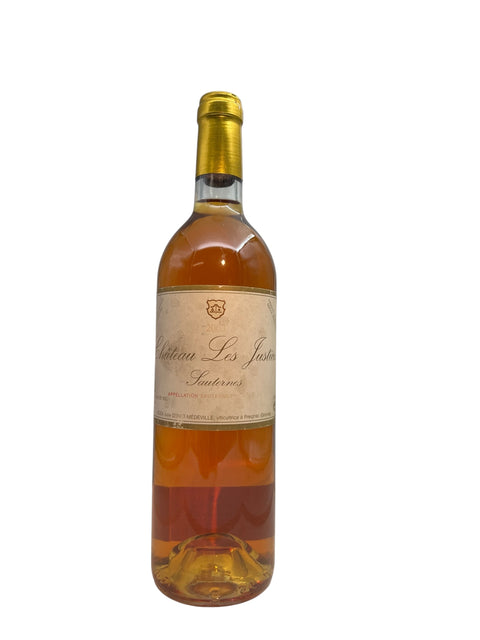 Château Les Justices 2005 bottle of golden dessert wine