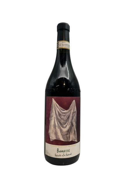 Flaske af Barolo Delicato e Joe Barbrisca 2012 med kunstnerisk etiket