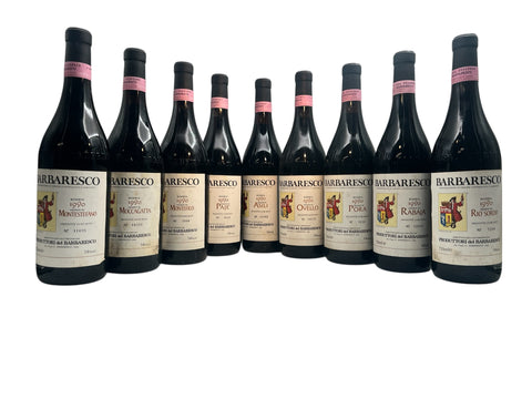 Flaskor av Barbaresco 1990 från Produttori del Barbaresco