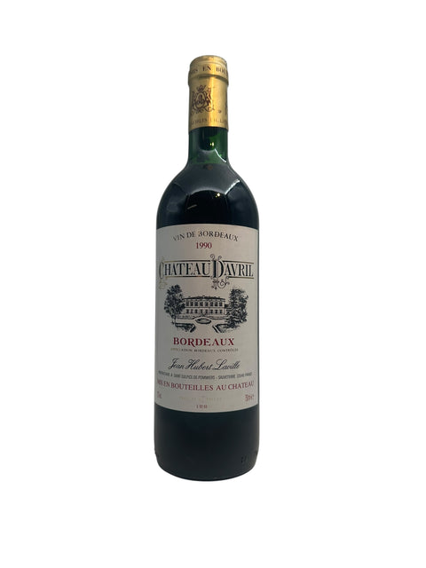 Bottle of Chateau Davril 1990 Bordeaux red wine