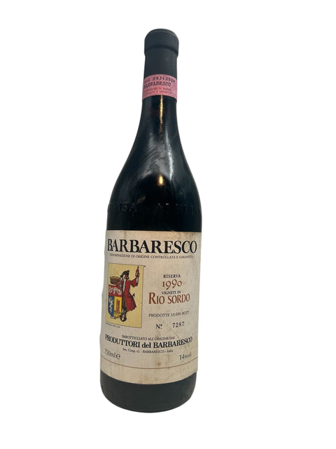 Flasche Rotwein Barbaresco Rio Sordo 1990