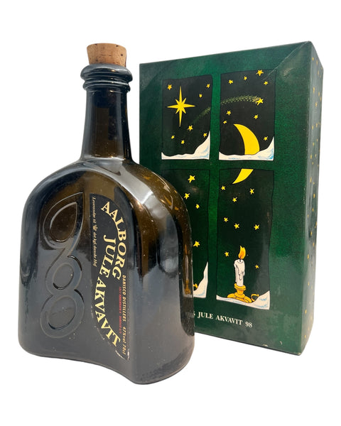 Bottle of Aalborg Jule Akvavit 1998 in elegant packaging