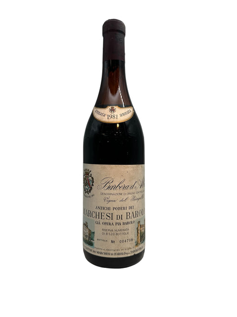 Barbera d'Alba Marchesi di Barolo årgång 1981 rött vin