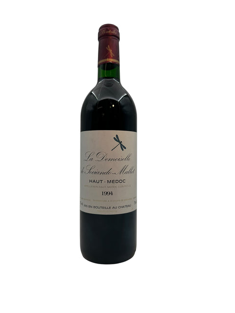 Bottle of La Demoiselle de Sociando-Mallet 1994 red wine