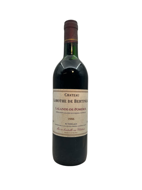 Bottle of Lalande de Pomerol Lamothe de Bertineau 1986 red wine
