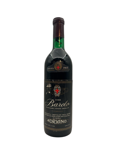 Flaske af Barolo Adriano årgang 1965, italiensk rødvin