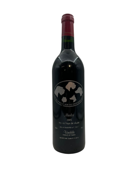 Flasche Merlot Vinoble 2005 mit elegantem Etikett