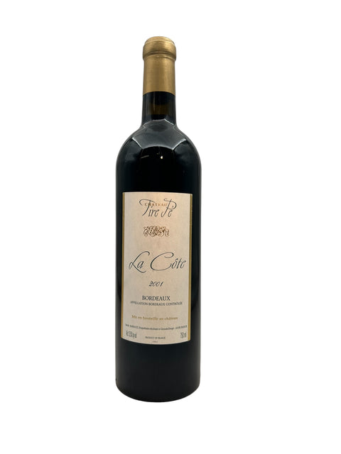 Pullo La Côte Château Vire Pé 2001 -punaviiniä Bordeaux'sta