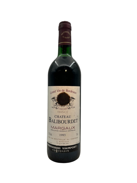 Pullo Chateau Balibourdet Margaux 1993 punaviiniä