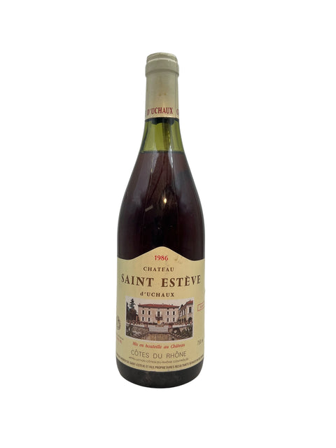 Pullo Chateau Saint Estève 1986 punaviiniä Côtes du Rhônesta