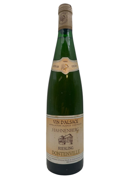 Pullo Riesling Dontenville 1990 -viiniä Alsacesta