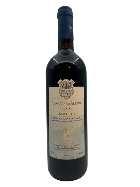 Fles Maioli Anna Maria Abbona 2003 rode wijn
