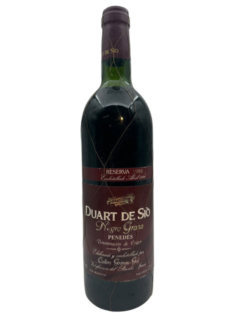 Fles Negre Grana Duart de Sió 1988 rode wijn met etiket