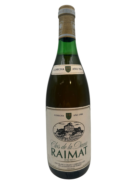 Fles Clos de la Dama Raimat witte wijn uit 1984
