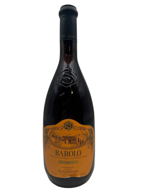 Fles rode wijn van Barolo Poderi Scanavino 1987