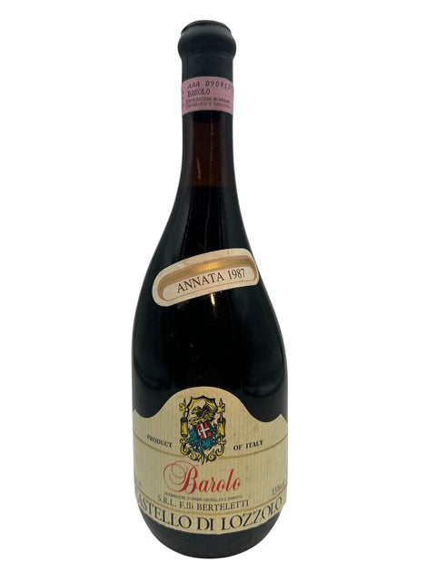 Barolo Castello di Lozzolo 1987 met rijk gedetailleerd labelontwerp