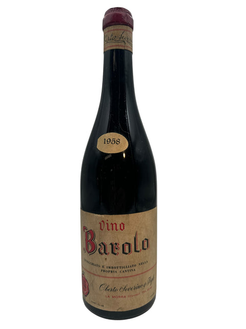 Fles rode wijn van Barolo Oberto Severino 1958